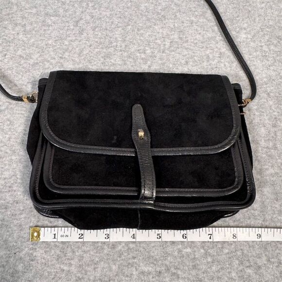 Vintage Etra Women's Black Suede Leather Crossbody Bag Small Casual - Picture 11 of 15